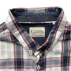 Vintage 7 Diamonds Mens Long Sleeve Button down Shirt Size Large Plaid